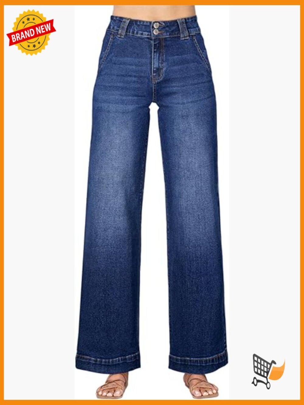 Wide Leg High Waisted Stretchy Jeans Baggy Trendy Denim Pants